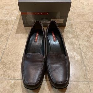 Prada Brown Leather Loafers Women